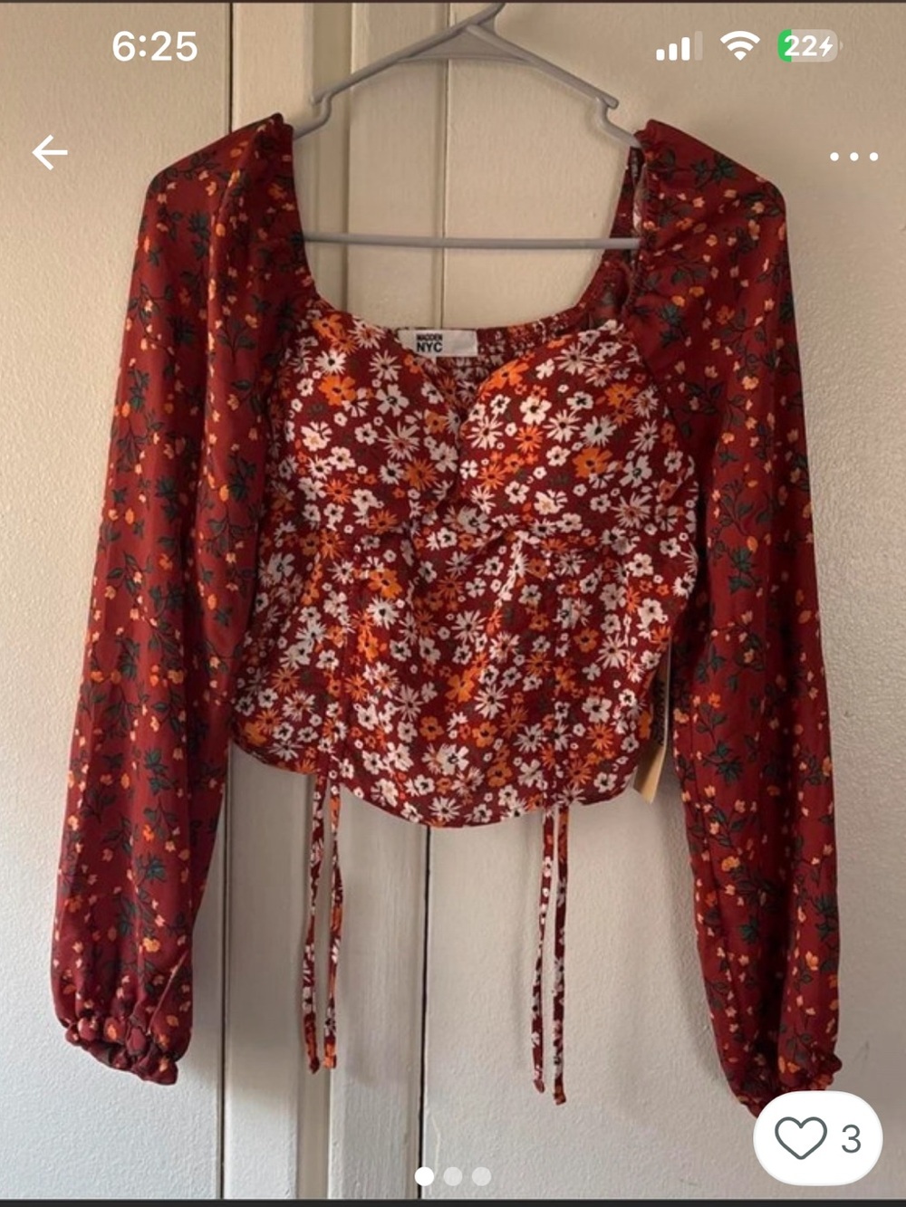 NWT Madden NYC Fall Orange & Red Sweetheart Neckline Cropped Top